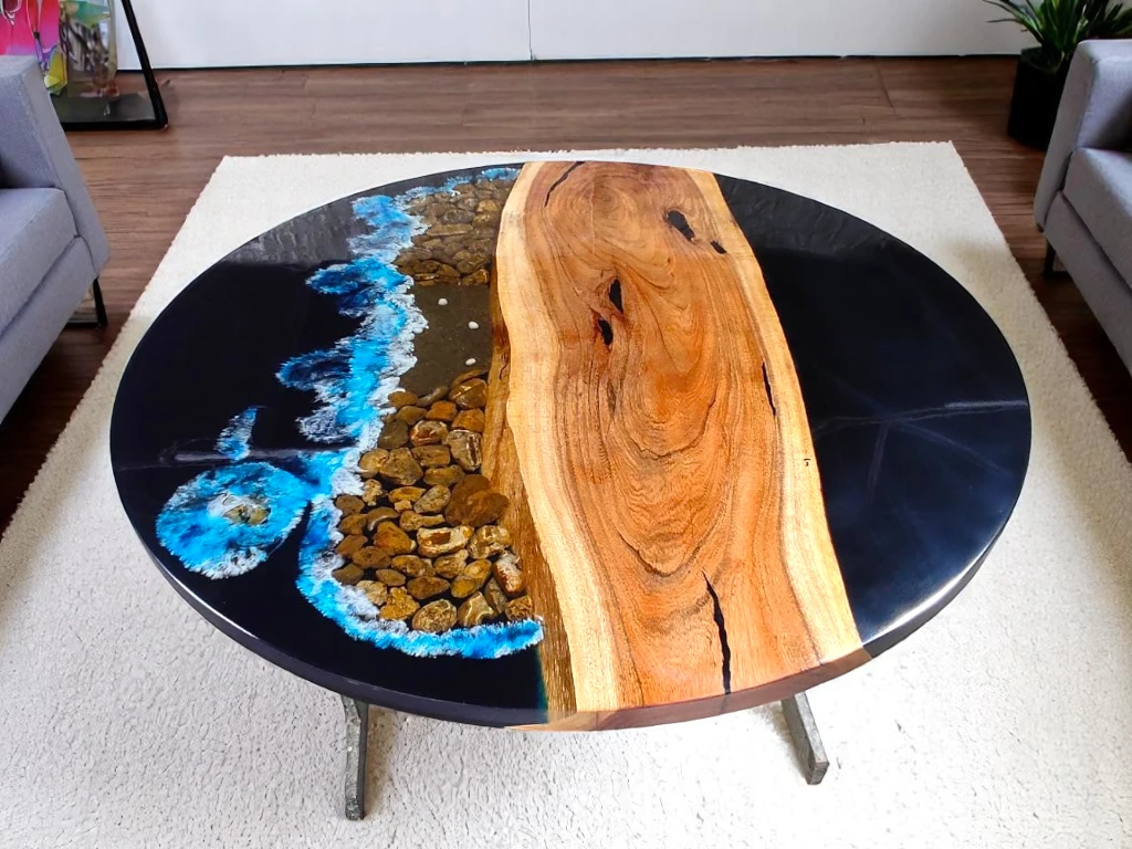 Ocean Wave Round Console Table: A Unique Home Accent Piece